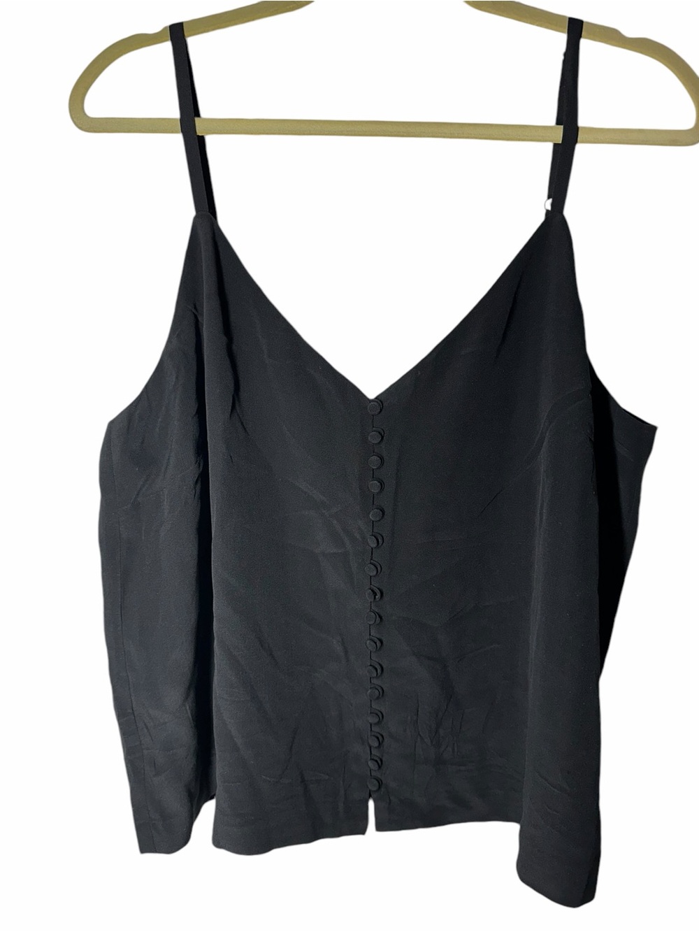 Madewell Black V-Neck Button-Front Silk Camisole